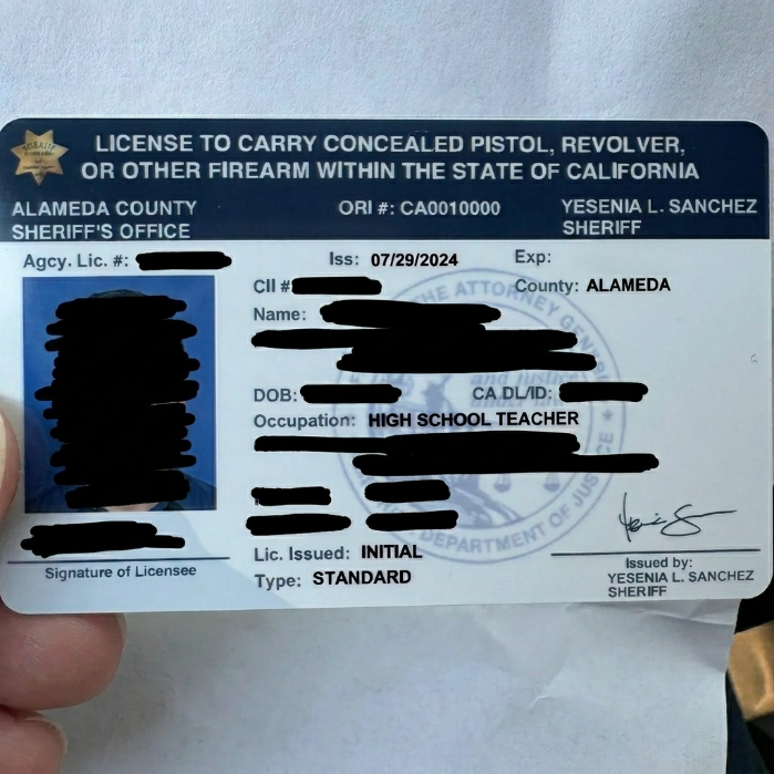 A California license to carry a concealed pistol issued by a county sheriff's office