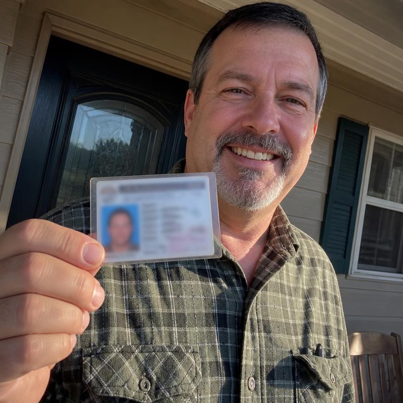 Dale R. from Texas holding their new concealed carry permit